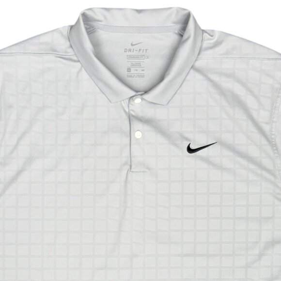 EUC Men's NIKE Dri-Fit Essential Polo Golf Checkered Gray CU9788 | Size 2XL-T - Picture 2 of 8